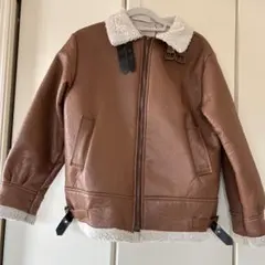 ブラウンレザージャケット ボア付き