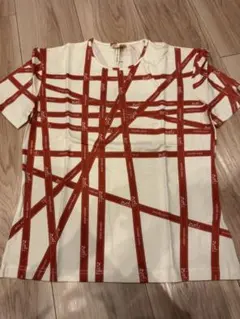 エルメスリボン柄トップス HERMES エルメス リボン柄 Tシャツ オフホワイト×オレンジ を出品しま