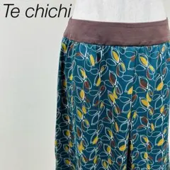 【美品】テチチ ひざ丈スカート 総柄プリント フレア フェミニン キレイめ M