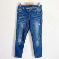 ZARA ダメージ加工 スキニーデニム ダークブルー　レディース　S ストレッチ