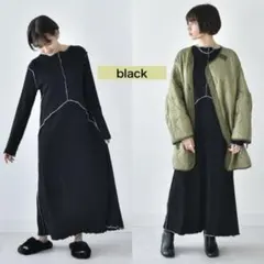 【試着のみ】授乳ワンピ　マタニティ　ワンピース　Pearls ブラック