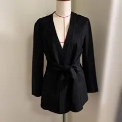 【新品】ブラックノーカラージャケット スエード調　ZARA BASIC