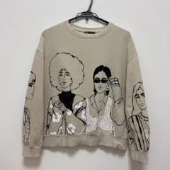 【三連休お値下げ】ZARA ガール プリント トレーナー M ベージュ