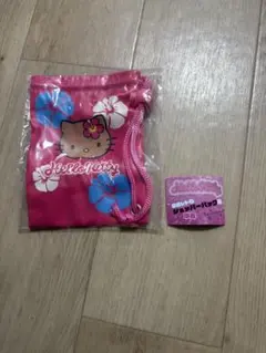 値下げ不可 ハローキティ 平成 레트로 ショッパーバッグ風 巾着 ハイビスカス