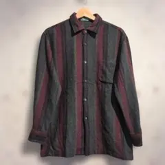 90s carven ストライプ柄 長袖ネルシャツ ダークトーンのサムネイル