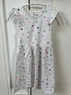 H&M オーガニックコットン 水玉ノースリーブワンピース 6-8Y