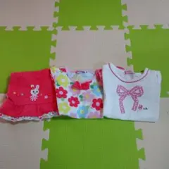 夏物　ミキハウス女児シャツ3枚セット　80センチ