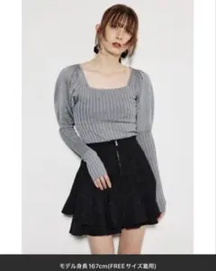 【新品】リエンダ　rienda スクエアネックパフスリーブニットトップス