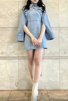 dazzlinダズリン カーブジャケットSET2wayデニムキャミワンピース