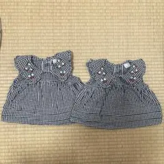プティマイン　ギンガムチェック トップス　2枚セット(80サイズ)