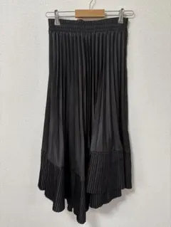 AIJANブラック プリーツスカート アシンメトリー