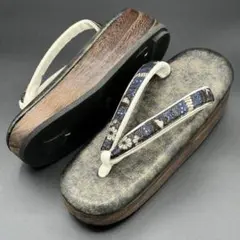 【684】舟形下駄 低反発入り 西陣織鼻緒×黒金ぼかし地 フリーサイズ 特別価格