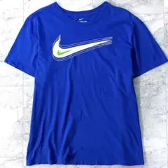 NIKE ナイキ プリント Tシャツ シャツ 青 ブルー スウッシュ ロゴ L