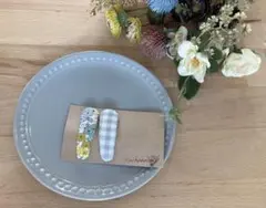 ハンドメイド 花柄 チェック ヘアクリップ 2個セット