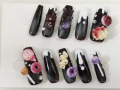 ネイルチップ　地雷系 量産型 マグネットネイル スイーツ かわいい ゴテゴテ