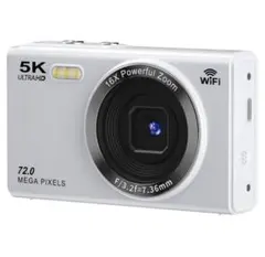 新品✨5K デジカメ 7200万画素 Wi-Fi転送 動画 コンパクト ホワイト 