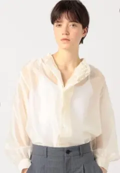 [タグ付き新品]シースルーローン フロントフリルブラウス