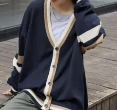 MONO-MART ハイゲージカラーリングニットオーバールーズカーディガン