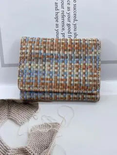 三つ折り財布 青・オレンジ・ベージュec