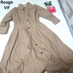 【オシャレ☆かわいい☆Rouge Vif】茶　シャツワンピースのサムネイル