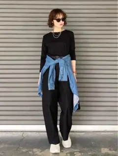 UNIQLO ジャージーバレルレッグパンツ　黒　S 新品タグ付き