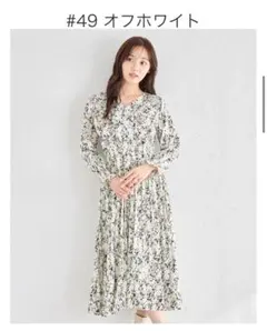 新品トッコクローゼット　パール付きフラワープリントプリーツワンピース