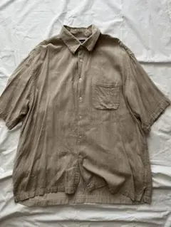 90s 00s ARROW 半袖 シャツ ベージュ レーヨン 古着