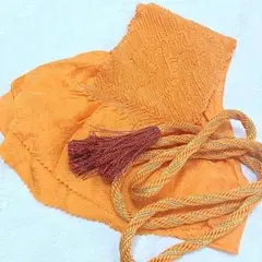E4 帯揚げ 帯締め セット しぼり 中抜き オレンジ