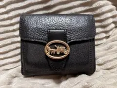 COACH 二つ折り財布 ブラック ホースアンドキャリッジ 金具