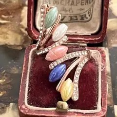 訳あり　英国　イギリス　ヴィンテージ　マルチカラー　リング　指輪　16号　個性的