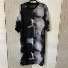 美品★アンティカ★モノトーン・ロングカーデ アウター ★七分袖★透け感のサムネイル