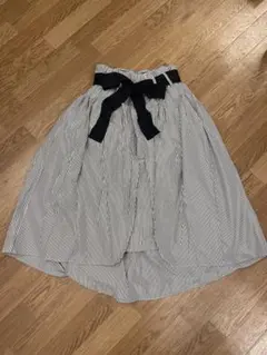 soeur7 スール ストライプ フレアロングスカート 黒リボン付きのサムネイル