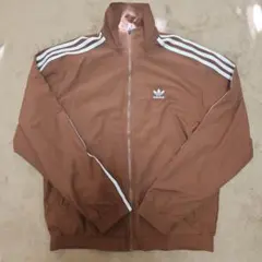 adidas ナイロンジャケット ブラウン トレフォイル