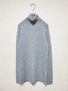 美品　UNIQLO　タートルネックリブニット　 ウール100%　杢グレー　XL