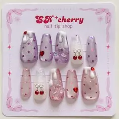 ｟現品／オーダー｠クリームソーダネイルチップ　喫茶レトロ　平成女児　マグネット紫