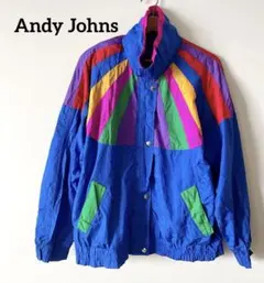 80sヴィンテージ Andy Johnsマルチカラーナイロンジャケット L 派手
