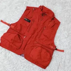 【c3681】✨美品✨VAS フィッシングベスト 赤　メッシュのサムネイル