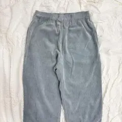 ブルーグレー コーデュロイ ストライプ ジョガーパンツ