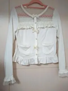 【激レア・希少・美品】LIZLISAのかわいいホワイトレースカーディガンです！♡のサムネイル