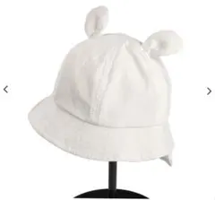 垂れ付き耳あり帽子 赤ちゃん ホワイト 女の子 男の子 西松屋 48 フラップ
