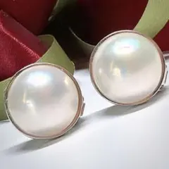 真珠　大玉マベパール　約16. 5mm　シルバー　イヤリング　両耳
