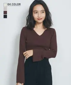 新品未使用タグ付きBasement online Vネック　フレアスリーブニット