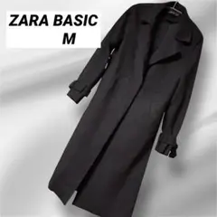 ZARA BASIC ロングコート ブラック フェイクスウェード 袖ベルト付 M
