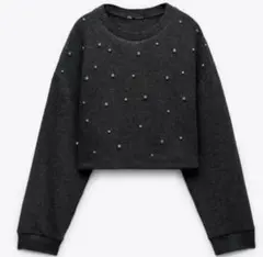 ZARA ラインストーンソフトスウェットシャツ