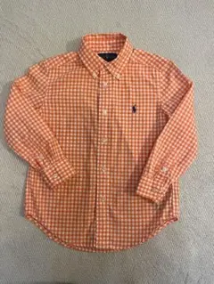 ラルフローレン オレンジ チェック柄 長袖シャツ　110cm