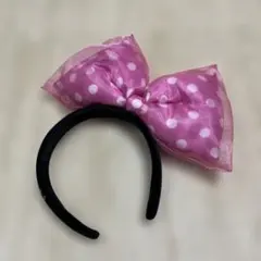 ミニーマウス 水玉リボンカチューシャ　デカリボン