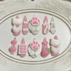 現品 ネイルチップ 量産型 地雷系 ねこ ネイル