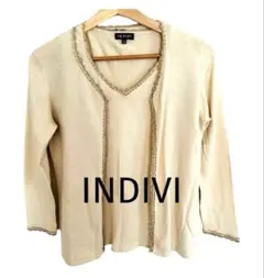 インディヴィ　INDIVI ラメ・ビーズ　コットン ニット アンサンブル 38