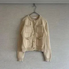 《美品》ZARAザラ☆ フィットコットンニットカーディガン 金ボタン ベージュ