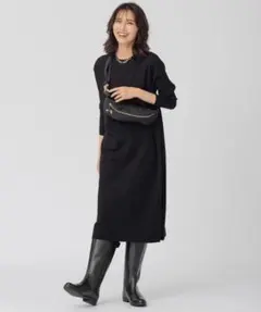 23区S ヴィスコースストレッチ リブ袖 ワンピース 32